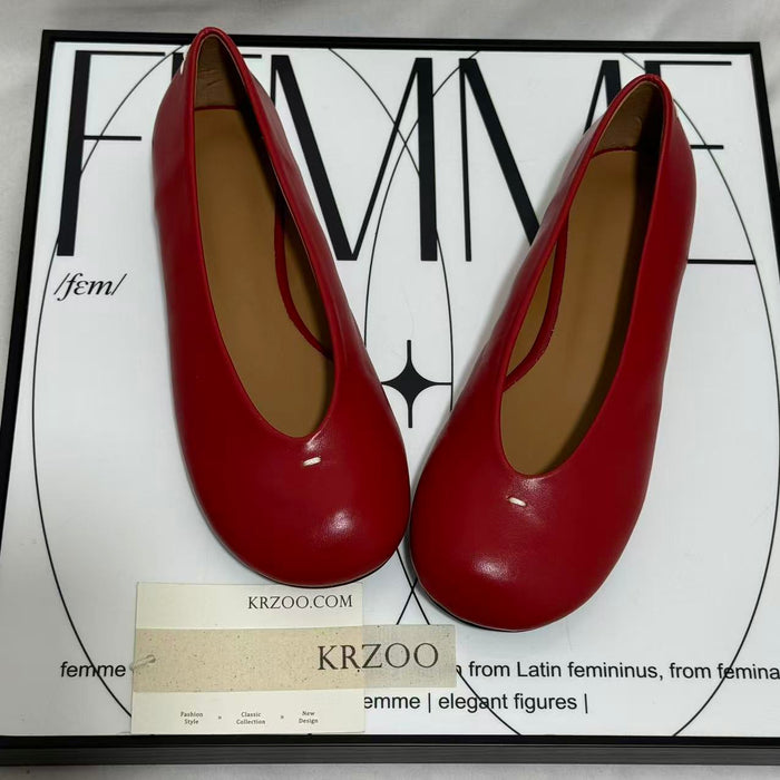 Round-Toed Little Red Slip-Ons