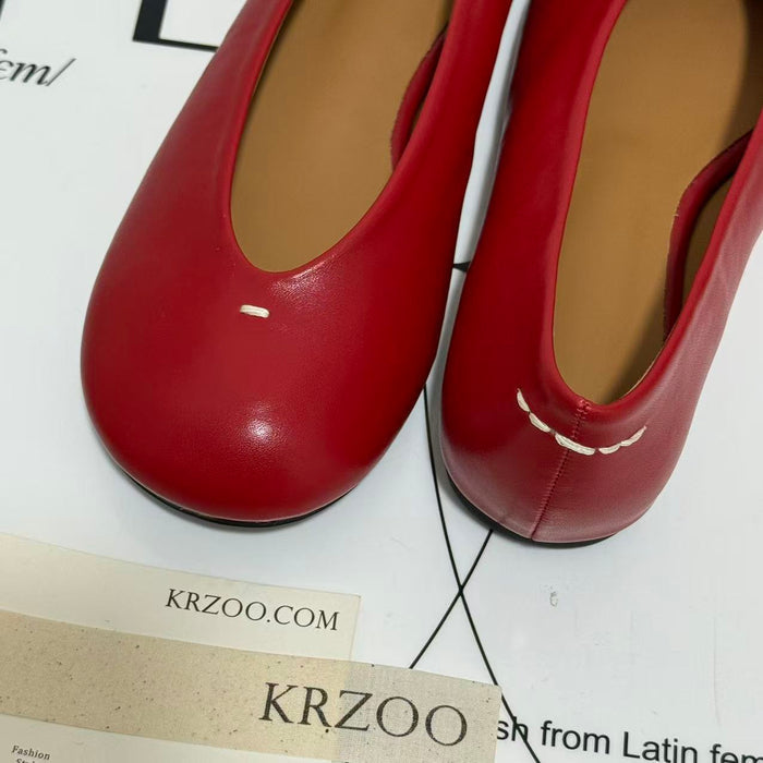 Round-Toed Little Red Slip-Ons