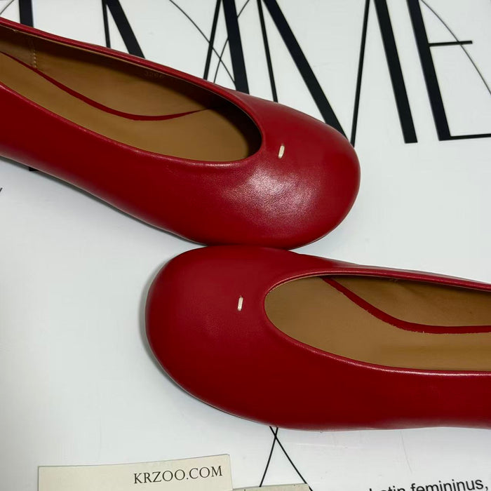 Round-Toed Little Red Slip-Ons