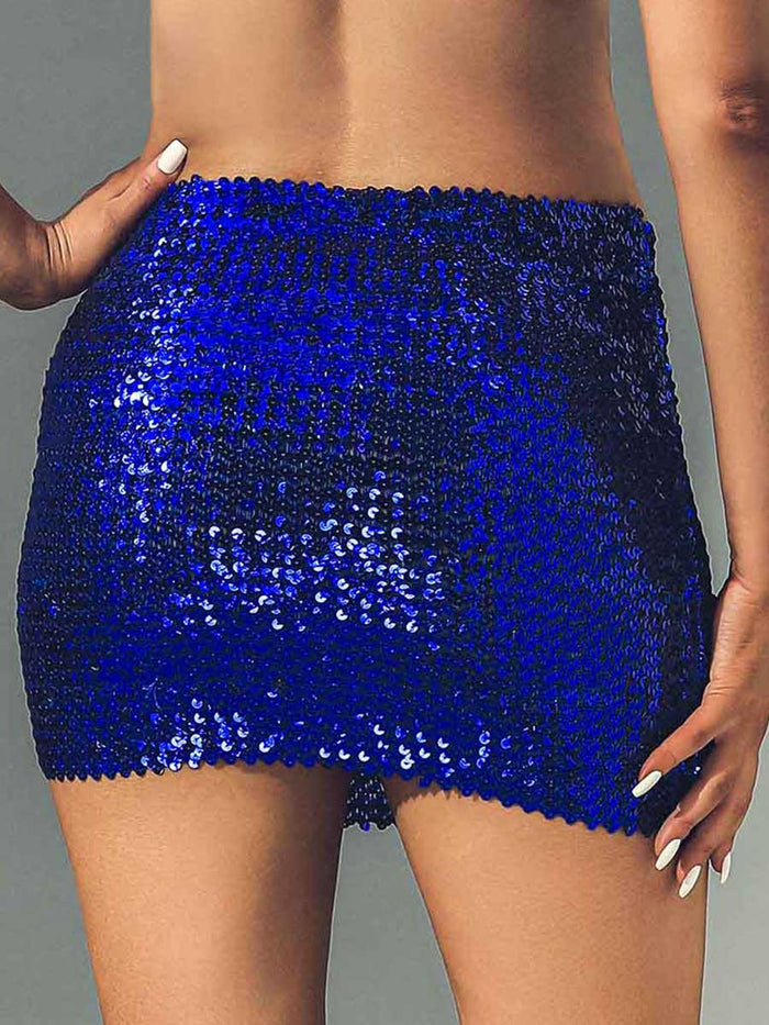 Royal Blue Glitter Bodycon Mini Skirt