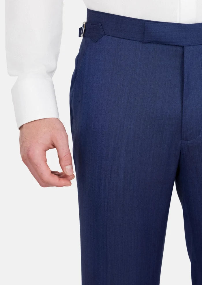 Royal Blue Herringbone Pants - SARTORO