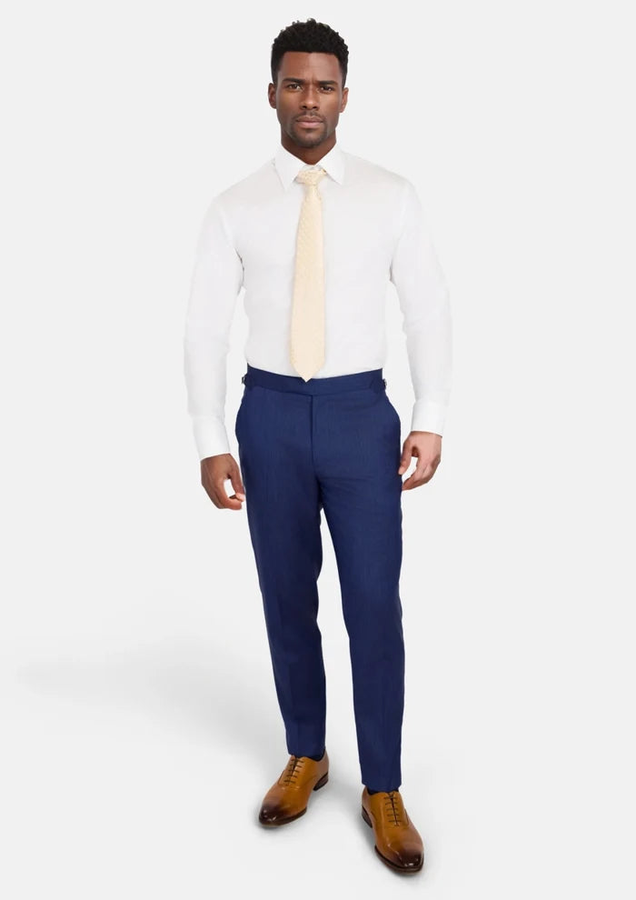 Royal Blue Herringbone Pants - SARTORO