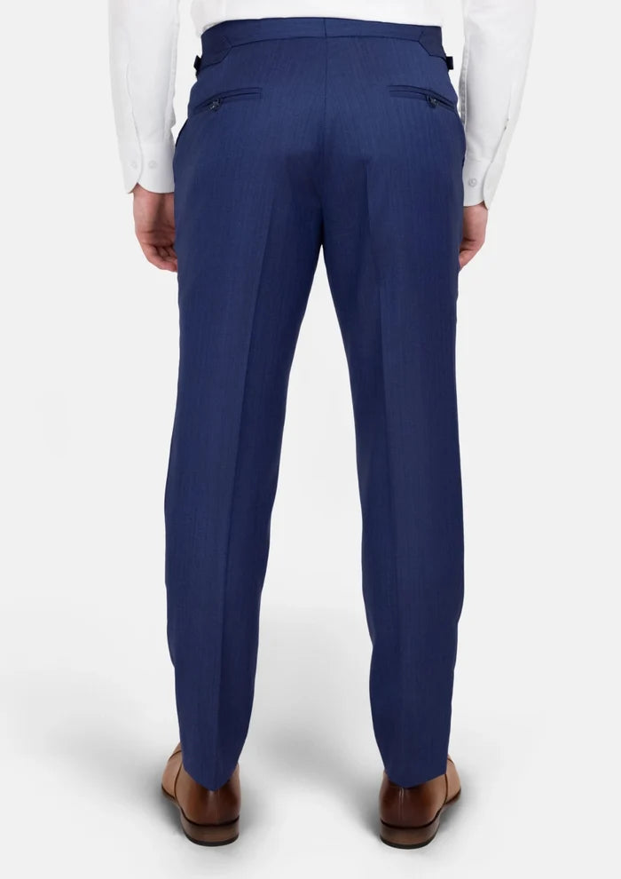 Royal Blue Herringbone Pants - SARTORO