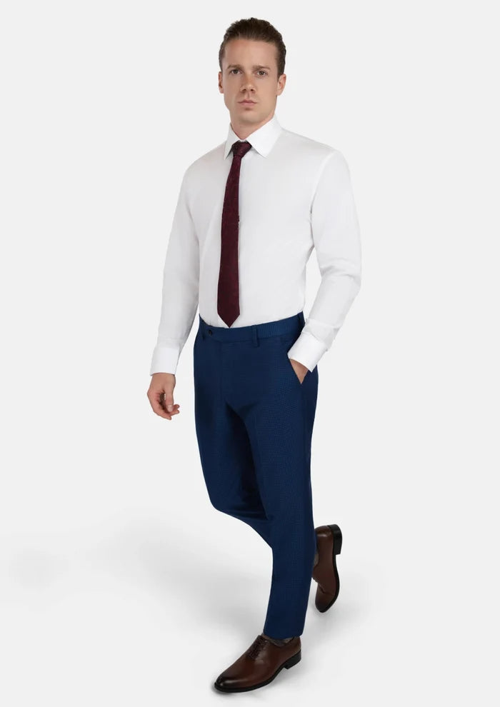 Royal Blue Microcheck Pants - SARTORO