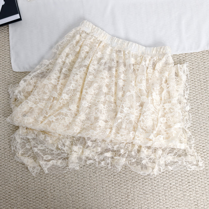 Ruffled irregular hemmed half-length skirt