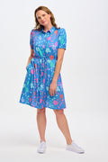 Salma Shirt Dress (Blue Rainbow Floral Vine)