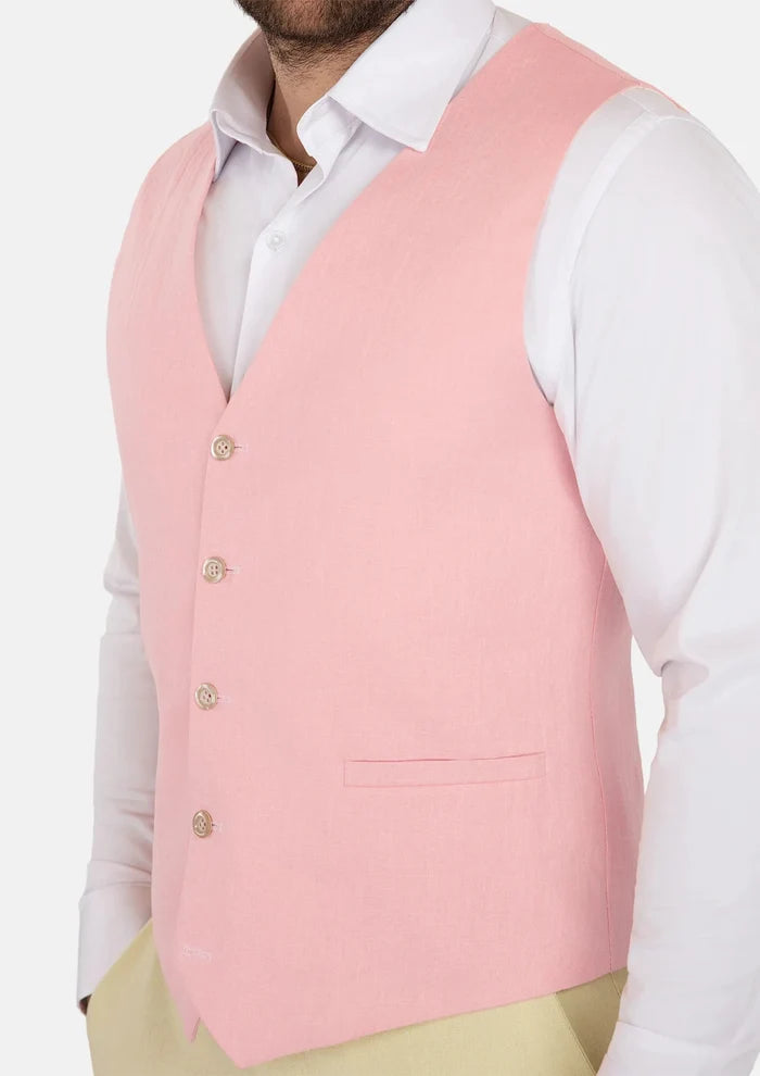 Salmon Linen Vest - SARTORO