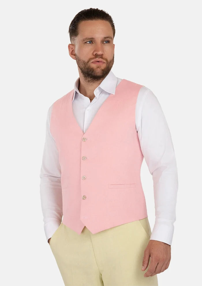 Salmon Linen Vest - SARTORO