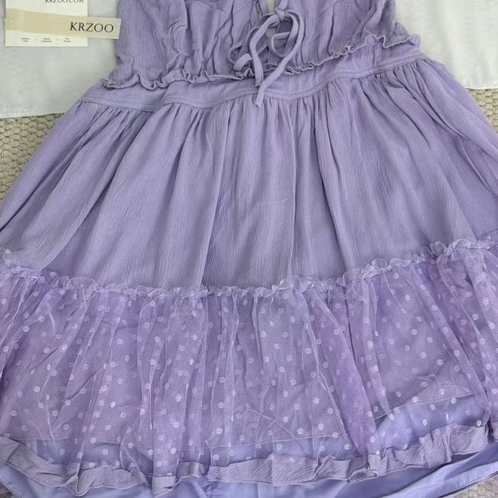 Satin stitched V-neck halter dress