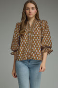 Say It Again Brown Printed Top