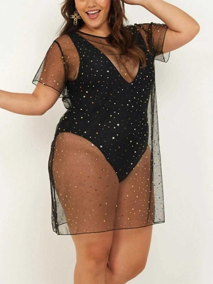 Sequin Black Transparent Cover-Up Dress