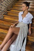 Sequin Maxi Wrap Jaspre Skirt (Silver)