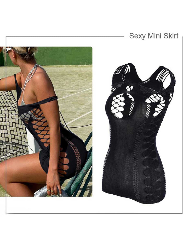 Sheer Black Cutout Mini Dress