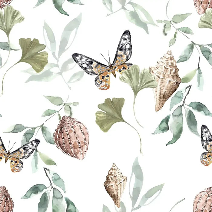 Shells & Leaves Off White - Family Fabrics B.V.