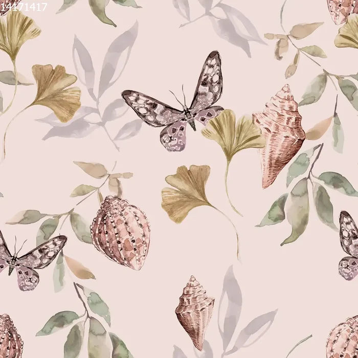 Shells & Leaves Pink - Family Fabrics B.V.