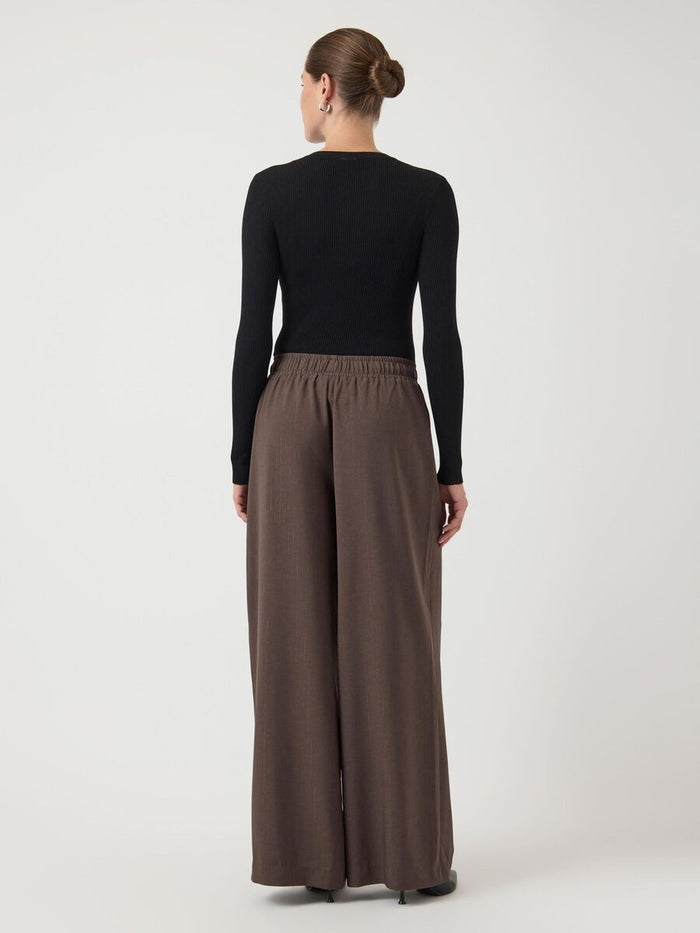 Shimma Wide Leg Trousers (Chocolate Brown/Metallic)