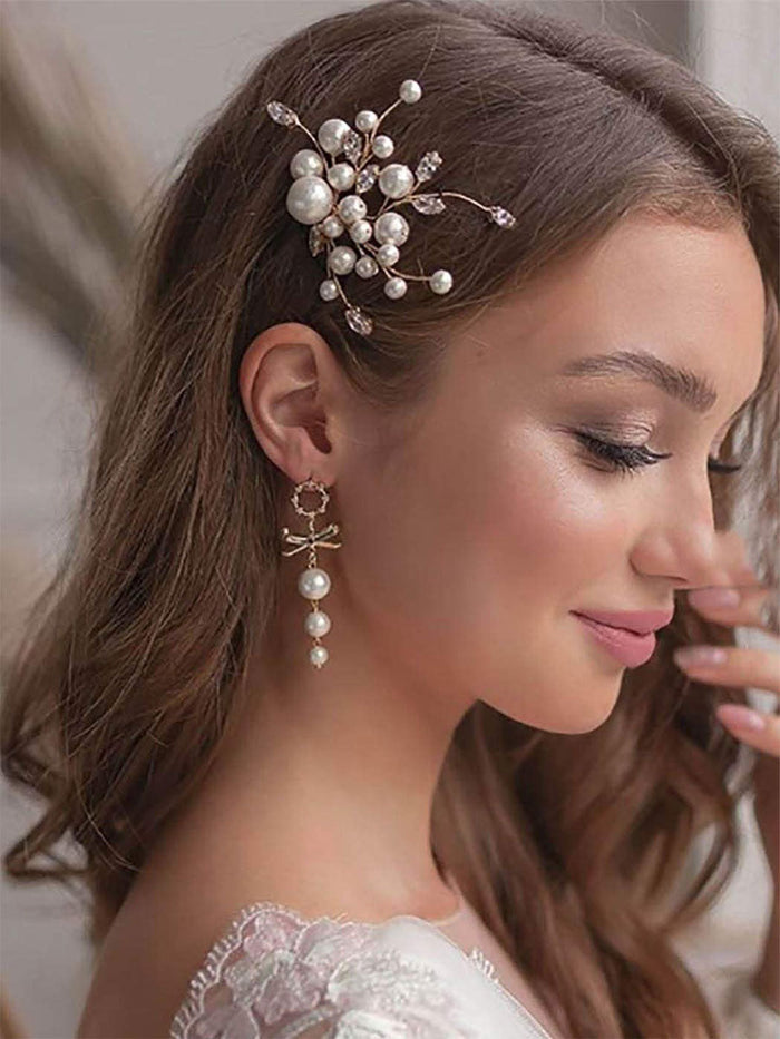 Shining Rhinestone Pearl Hair Side Comb