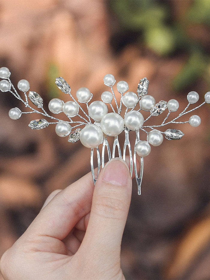 Shining Rhinestone Pearl Hair Side Comb