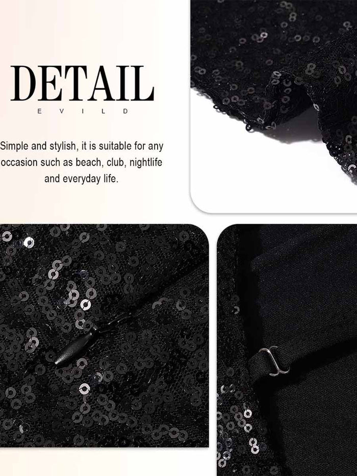 Shiny Black Slip Mini Dress