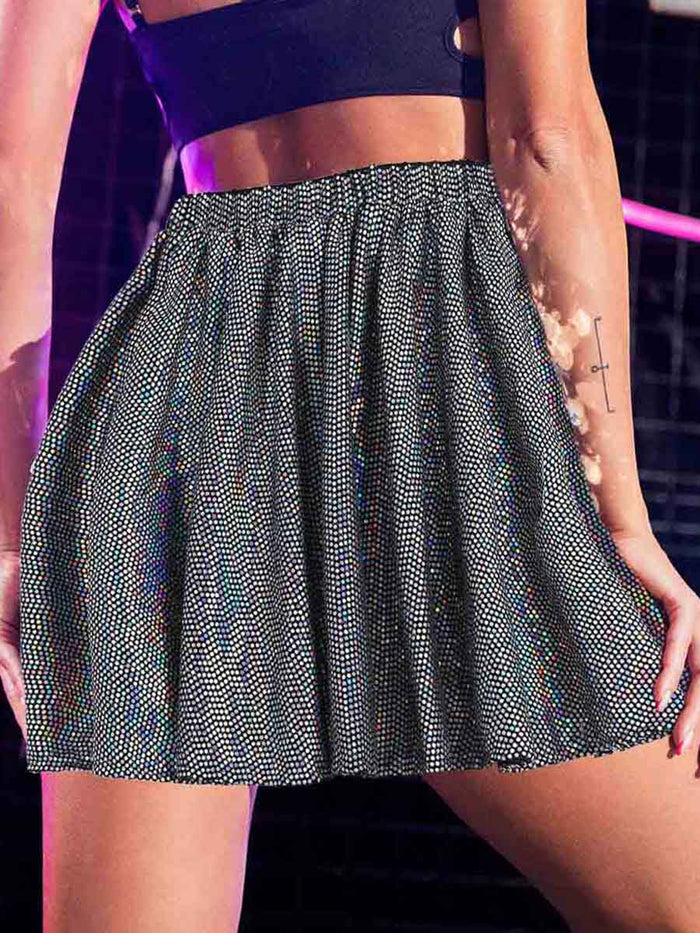 Shiny High-Waist Nightclub Style Dance Skirt