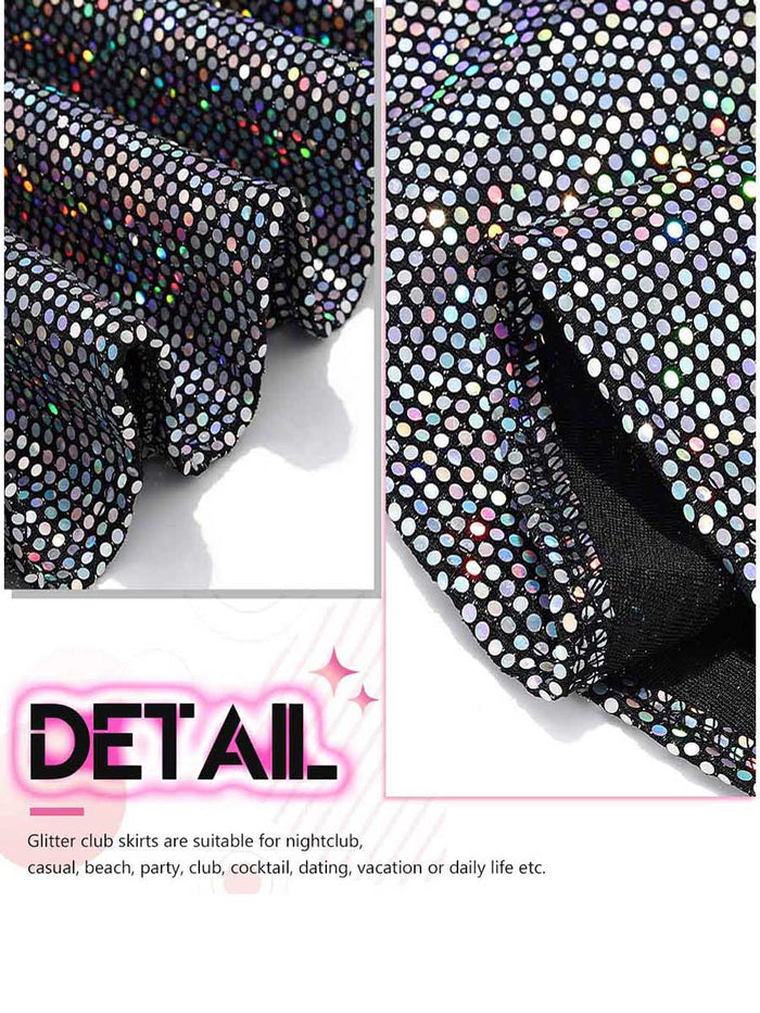 Shiny High-Waist Nightclub Style Dance Skirt