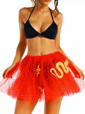 Shiny LED Red Puffy Tulle Skirt