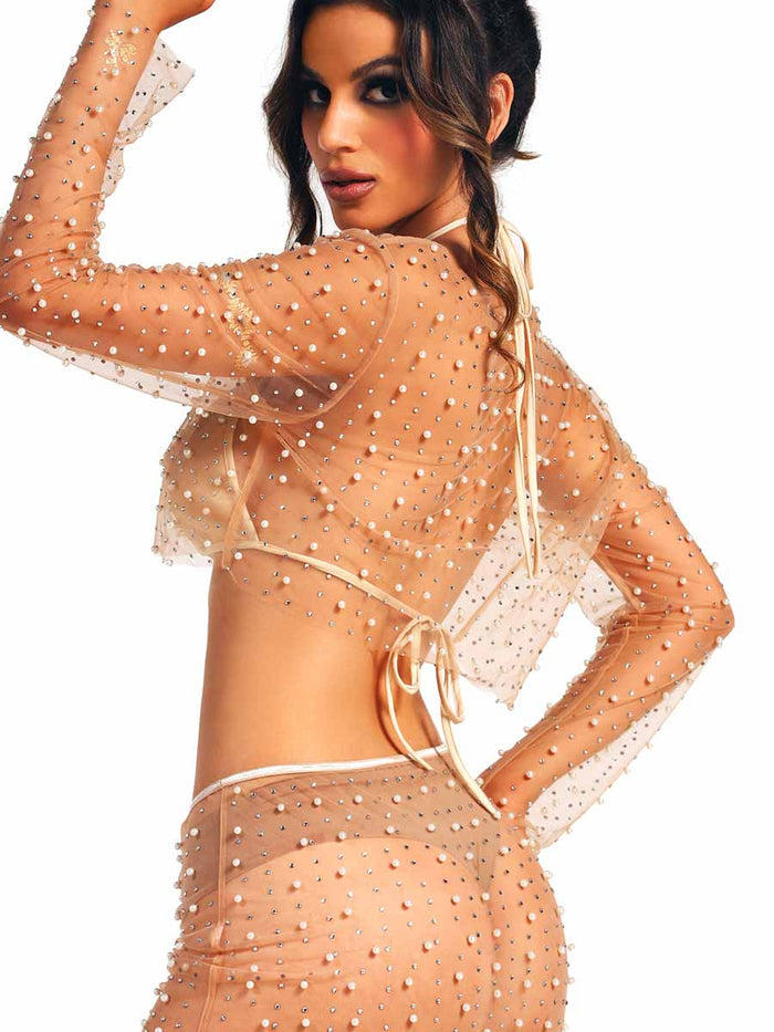 Short Pearl Rhinestone Transparent Top