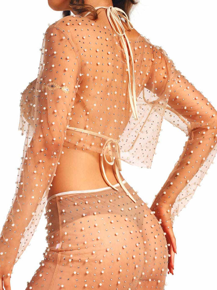 Short Pearl Rhinestone Transparent Top