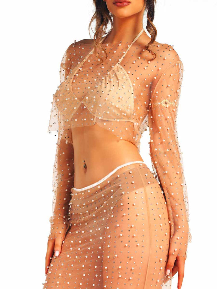 Short Pearl Rhinestone Transparent Top