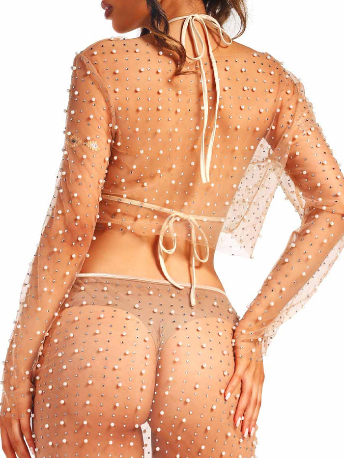 Short Pearl Rhinestone Transparent Top