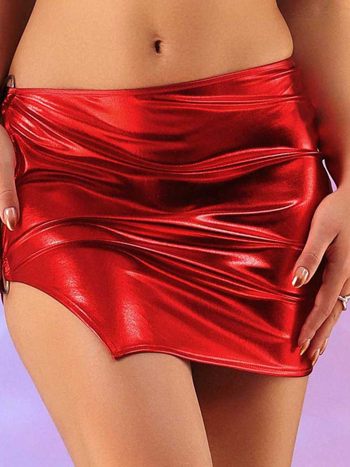 Side Hollow Red Reflective Mini Skirt