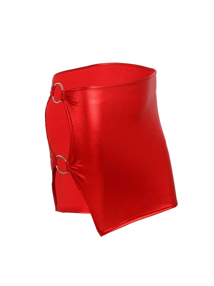 Side Hollow Red Reflective Mini Skirt