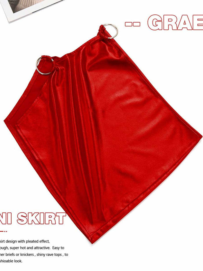 Side Hollow Red Reflective Mini Skirt