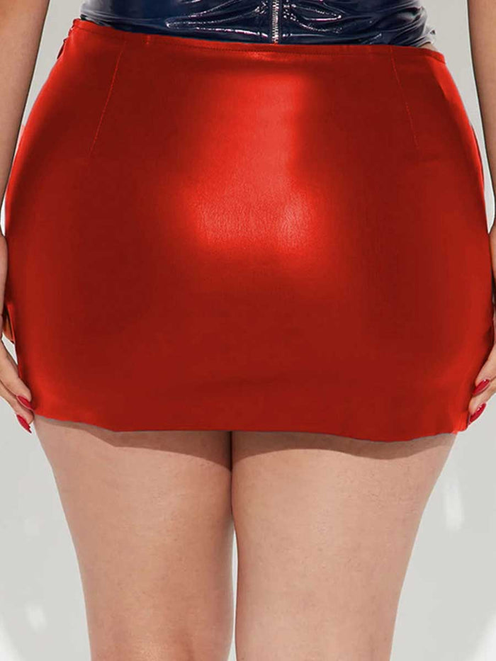 Side Hollow Red Reflective Mini Skirt