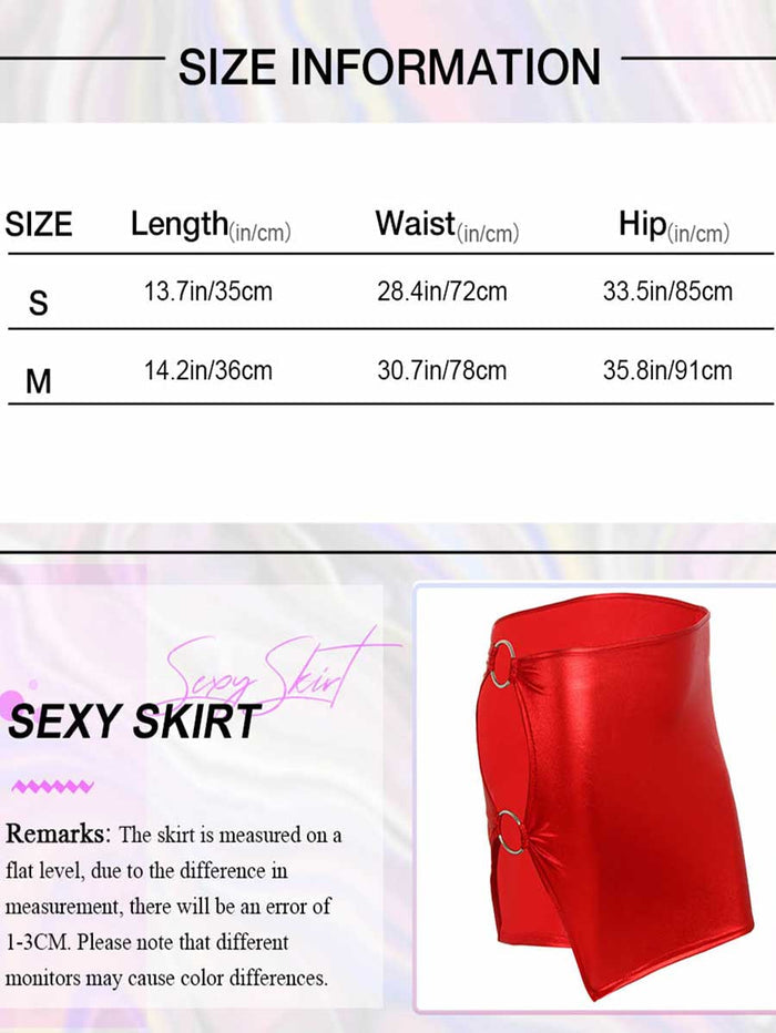Side Hollow Red Reflective Mini Skirt