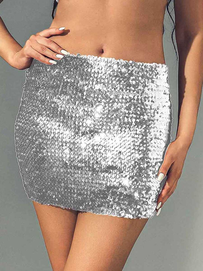 Silver Glitter Bodycon Miniskirt