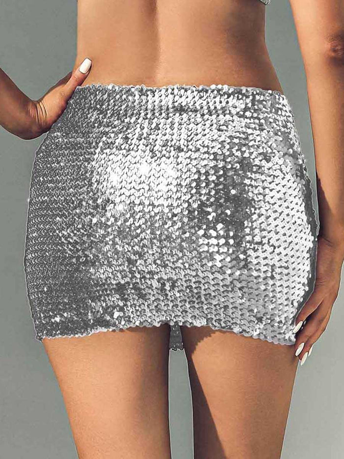 Silver Glitter Bodycon Miniskirt