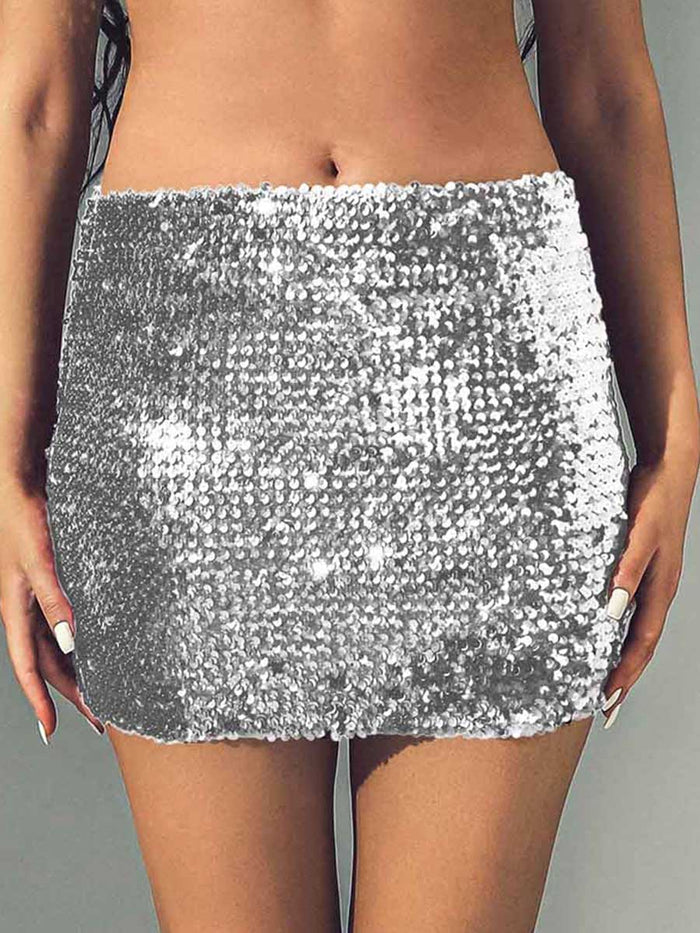 Silver Glitter Bodycon Miniskirt