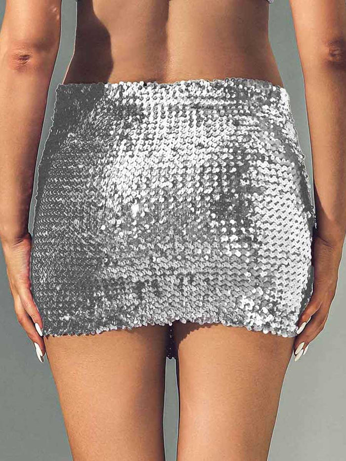 Silver Glitter Bodycon Miniskirt