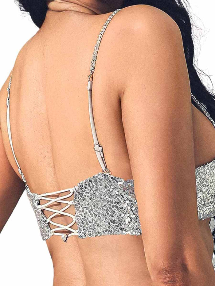Silver Glitter Bra