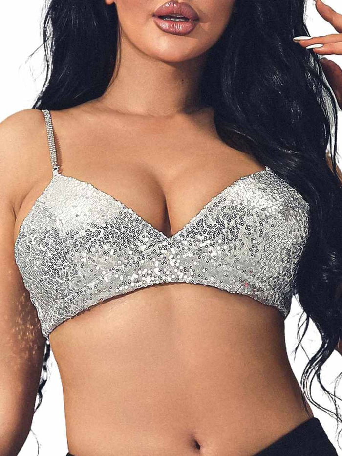 Silver Glitter Bra