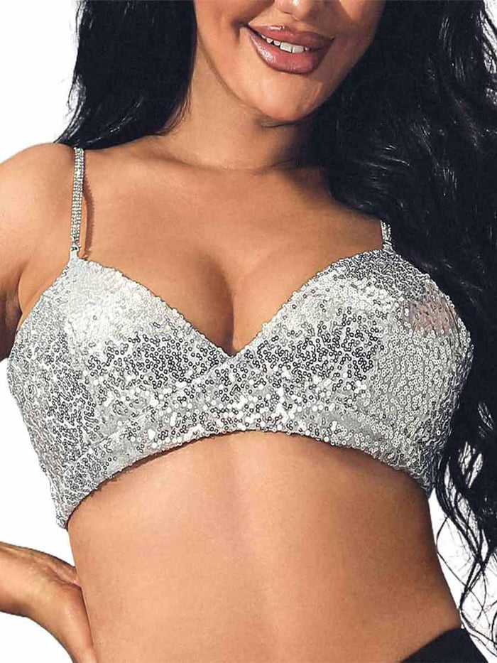 Silver Glitter Bra