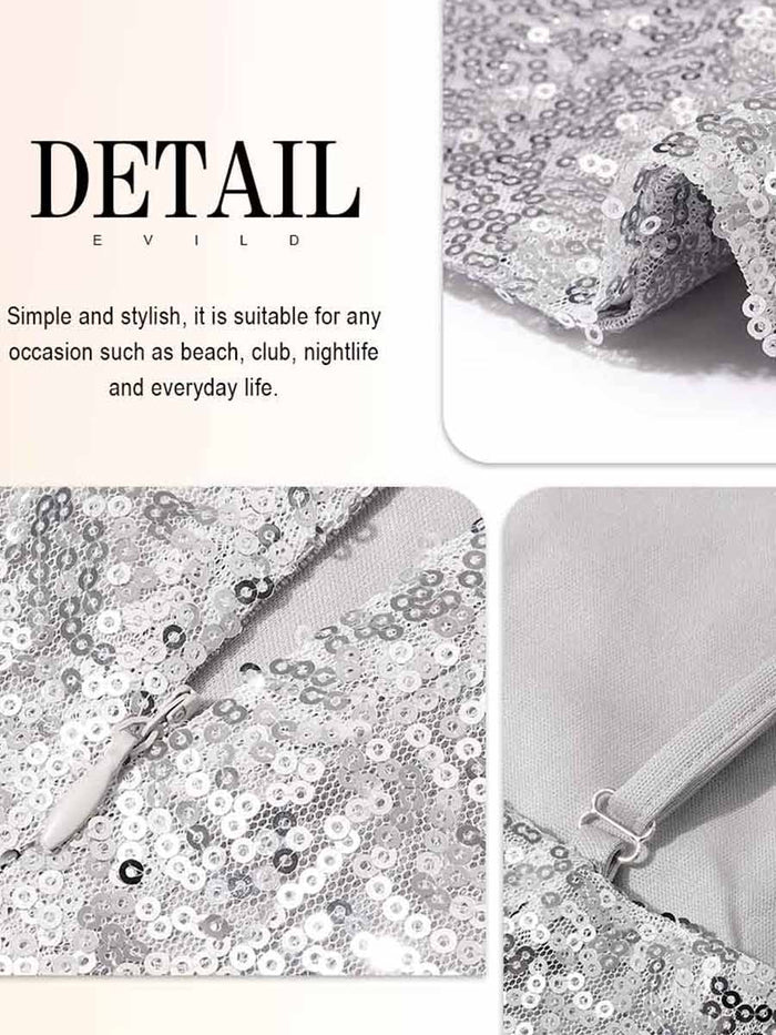 Silver Glitter Spaghetti Strap Dress