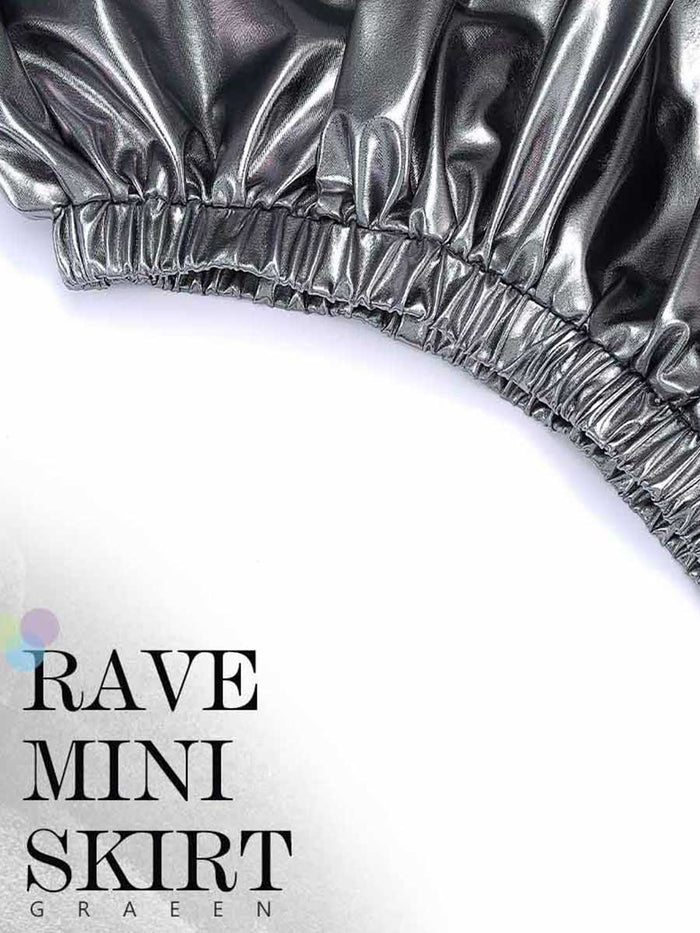 Silver-Gray Metallic Mini Skirt