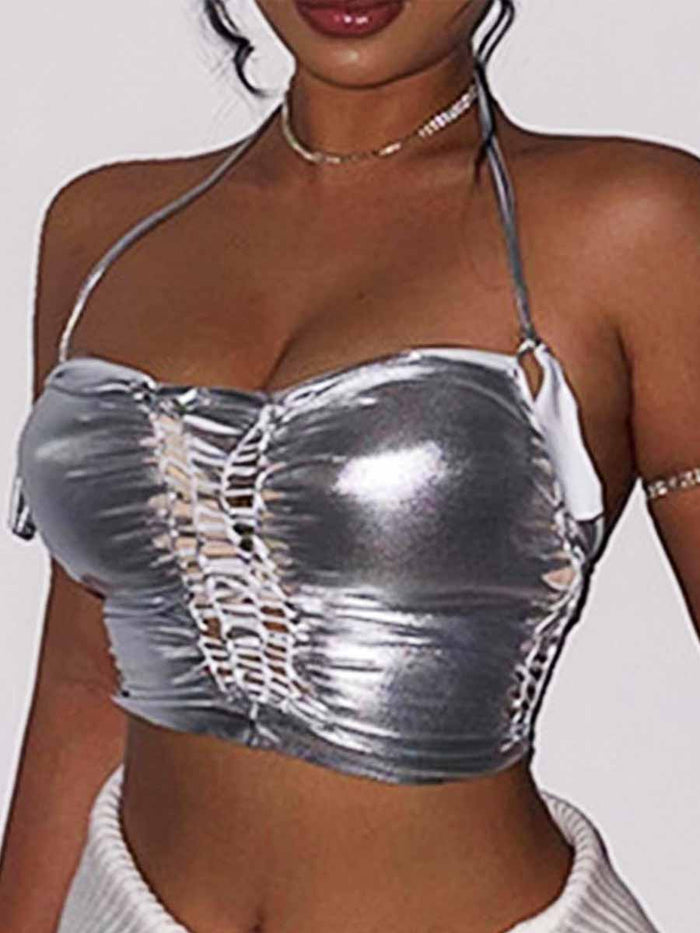 Silver Hollow Reflective Tank Top