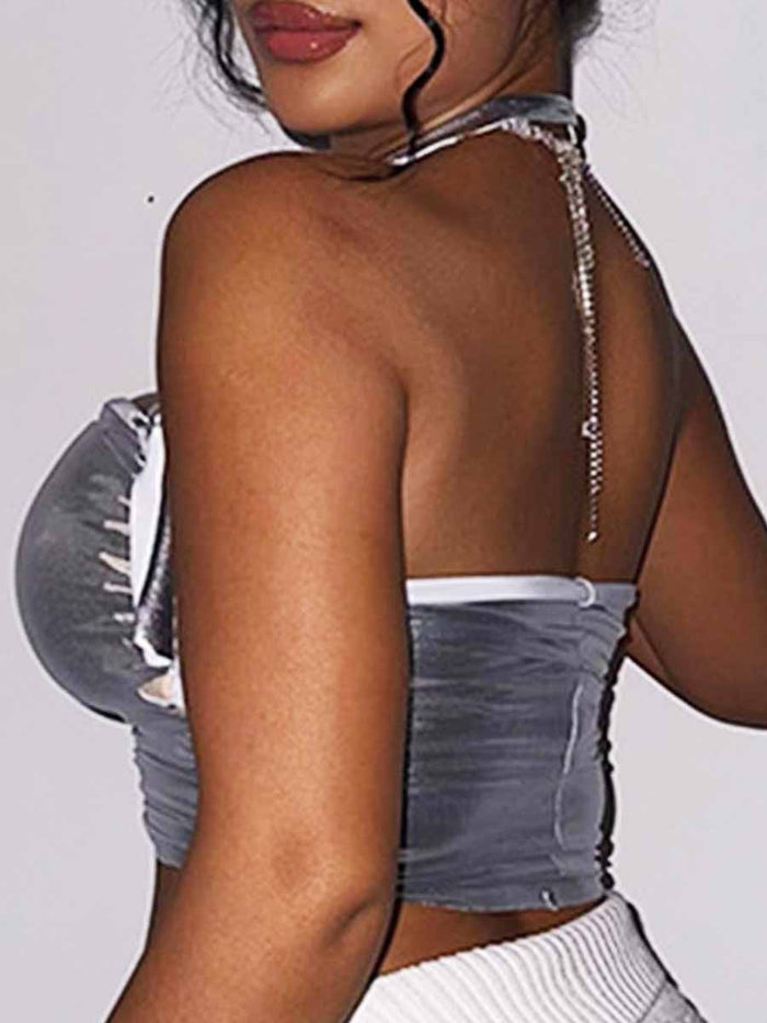 Silver Hollow Reflective Tank Top