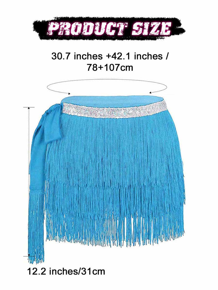 Silver Sequin Blue Tassel Skirt
