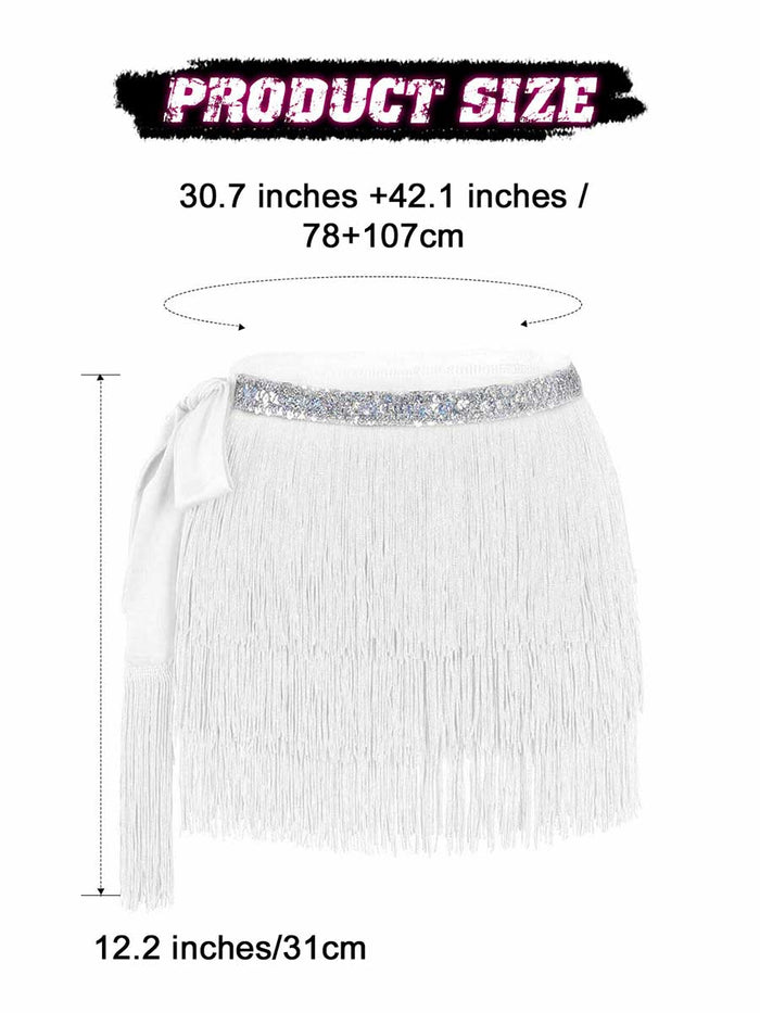 Silver Sequin Tassel Skirt