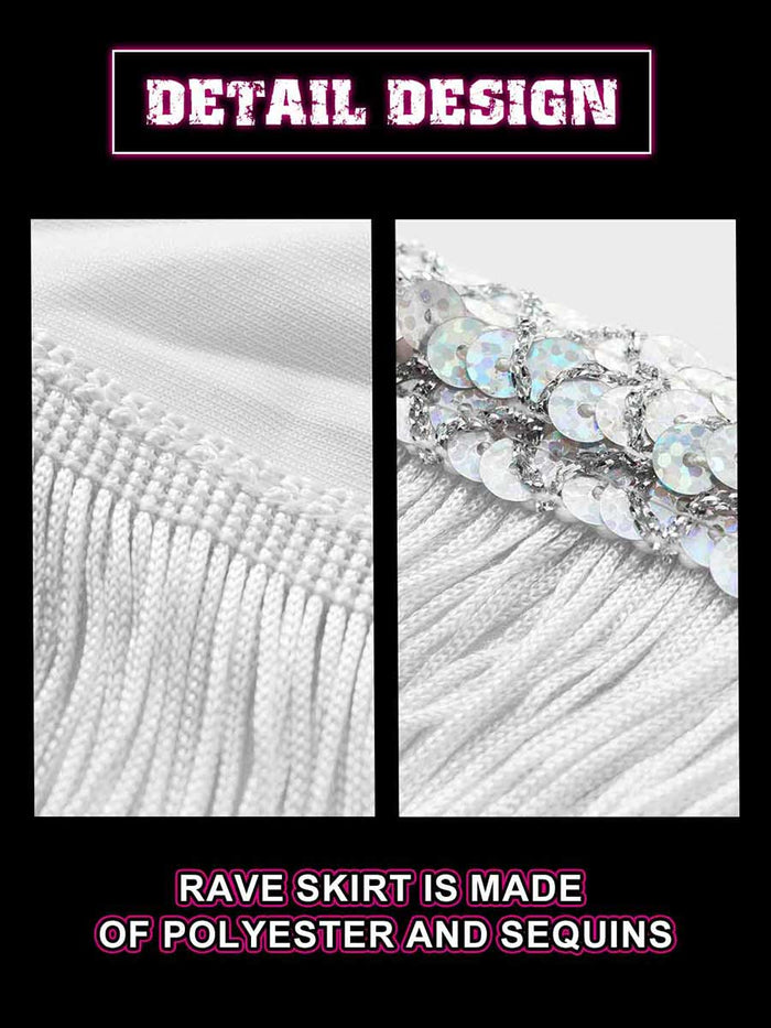 Silver Sequin Tassel Skirt