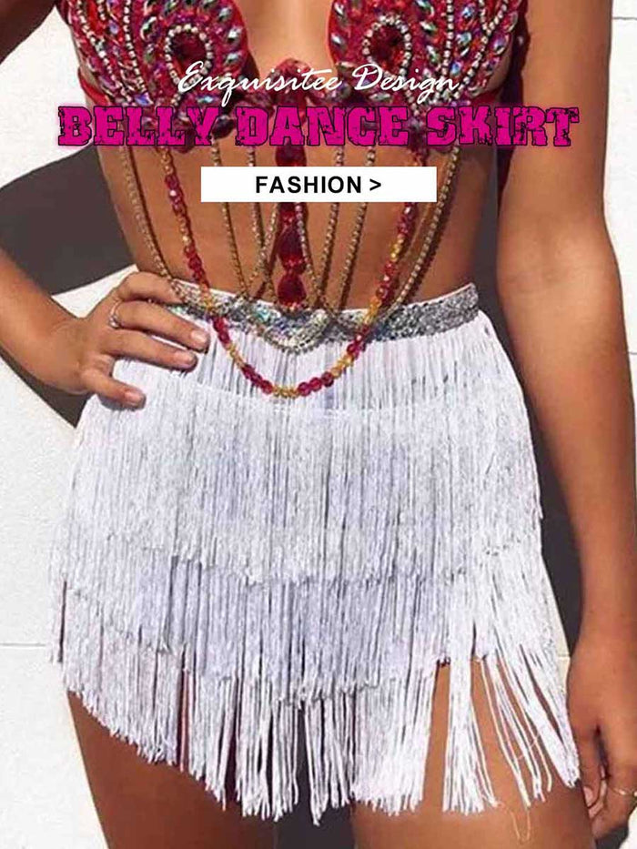 Silver Sequin Tassel Skirt